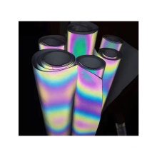 Heat transfer printed colored rainbow reflective fabric for running clothing